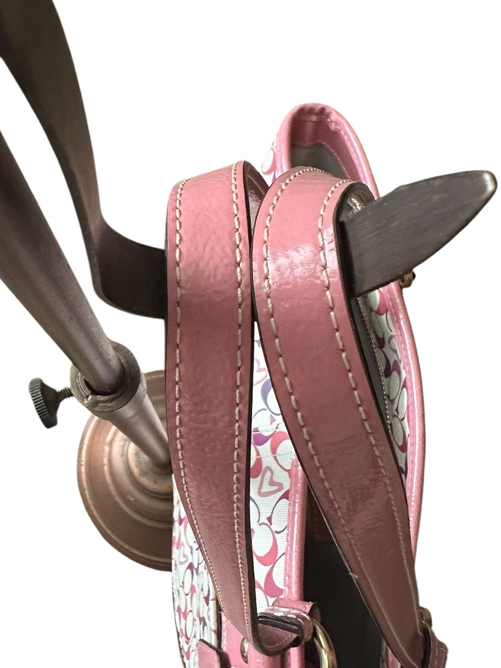 Coach Heritage Bias Signature Heart Tote Bag F18426 Pink Multi Canvas NWOT - Picture 11 of 15